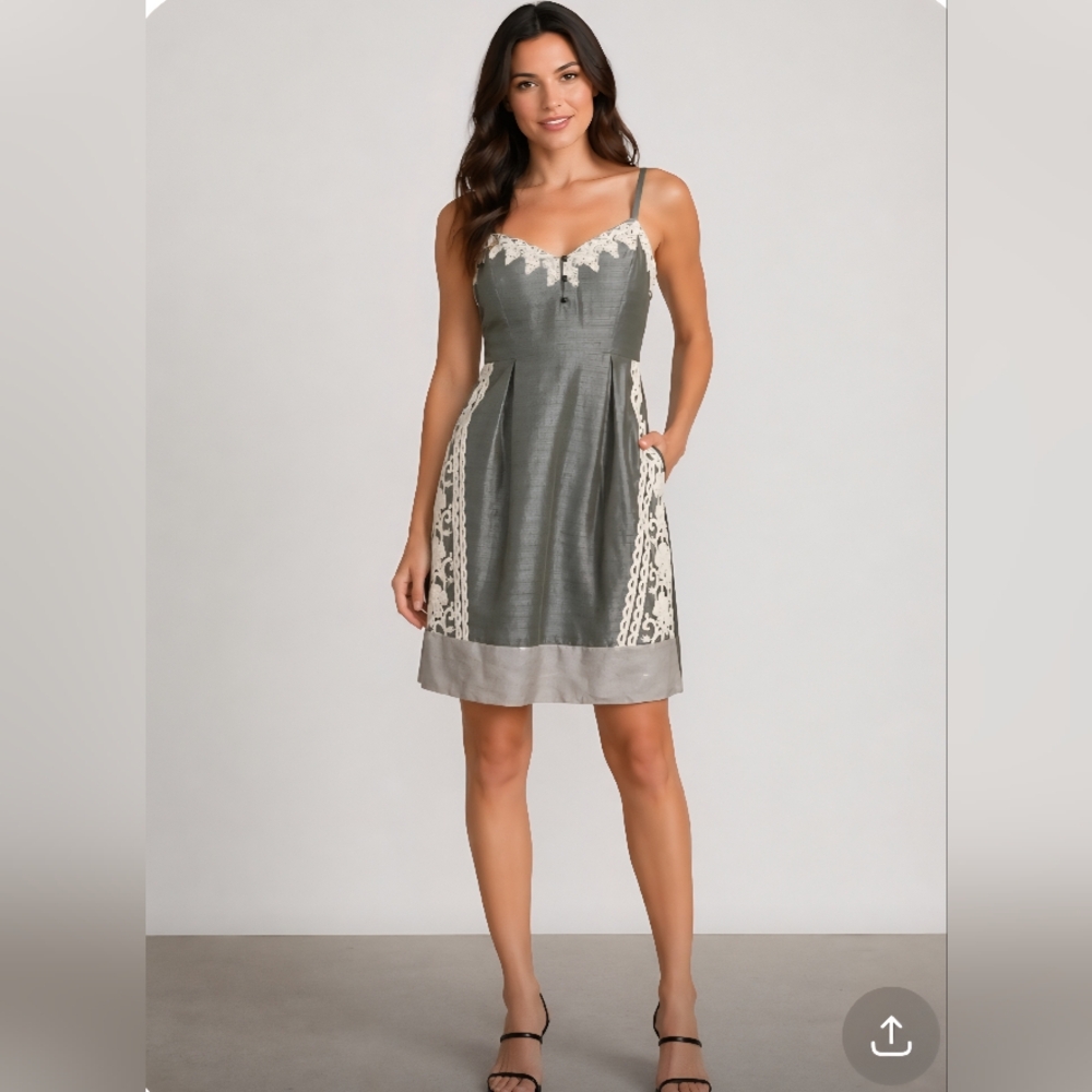 MOULINETTE SOEURS Metallic Embroidered Lined Dress 4